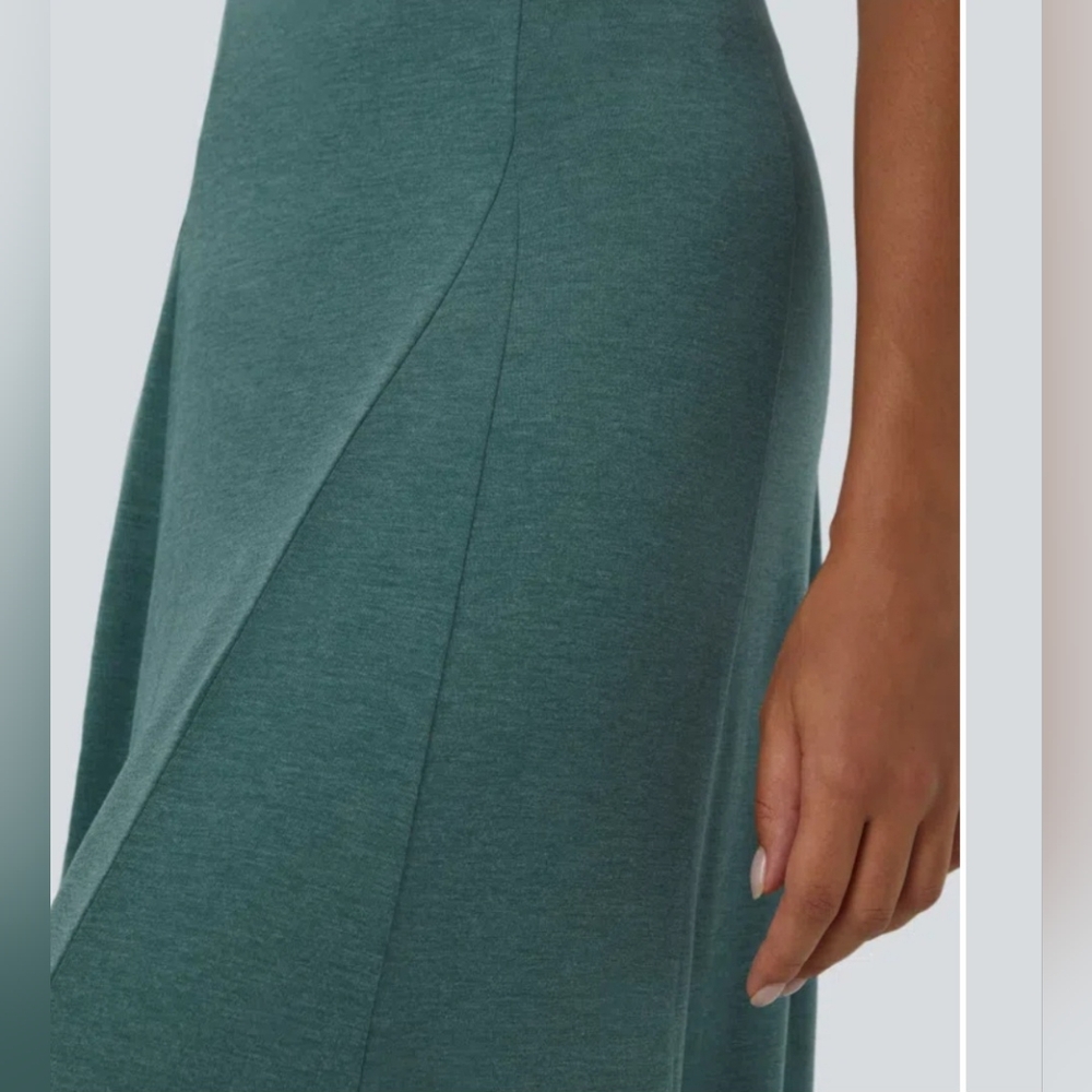 HALARA Elegant Flowy Maxi Skirt In Jade Green Floral Yarn- Very Flattering!! - Picture 7 of 13
